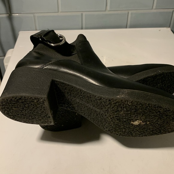 ZARA TRF Ankle  Boots Womens 41 Black Leather Buckle block heel - Picture 5 of 10